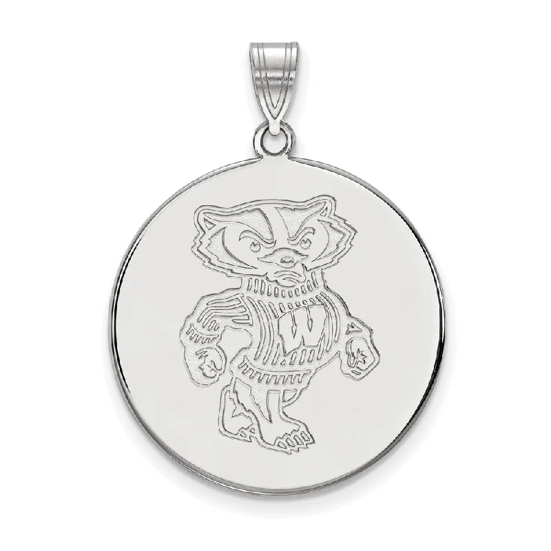 Pendant with a double - sided design for two looks in one​ 14k White Gold U. of Wisconsin XL Badgers Disc Pendant