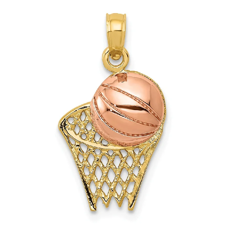 Initial Letter Pendants for a Personalized Touch14k Yellow and Rose Gold Basketball Hoop and Ball Pendant Initial Letter Pendants for a Personalized Touch14k Yellow and Rose Gold Basketball Hoop and Ball Pendant