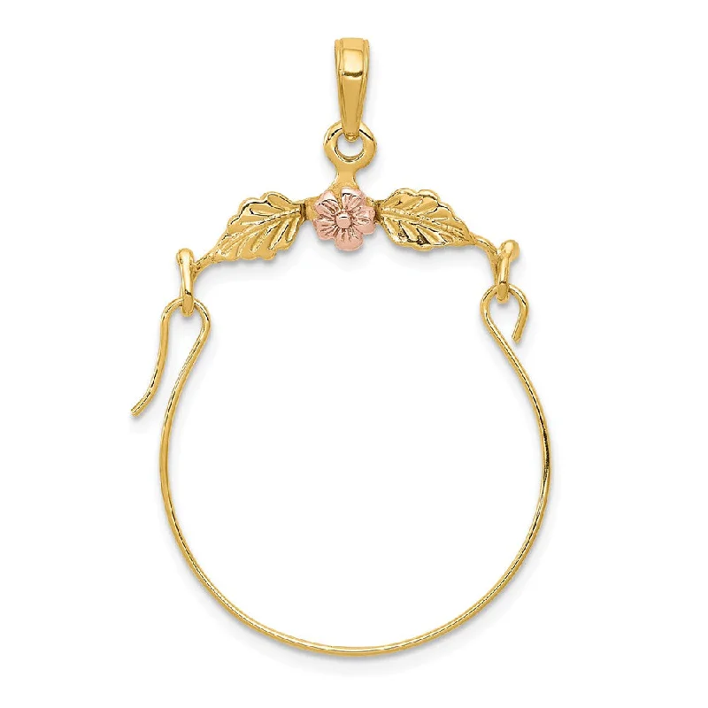 Animal - Shaped Pendants in Sterling Silver14k Yellow and Rose Gold Two Tone Floral Charm Holder Pendant Animal - Shaped Pendants in Sterling Silver14k Yellow and Rose Gold Two Tone Floral Charm Holder Pendant
