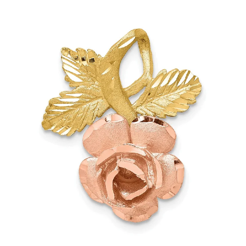 Charm Pendants with Multiple Small Decorative Elements14k Yellow and Rose Gold, Two Tone Vined Rose Slide Pendant Charm Pendants with Multiple Small Decorative Elements14k Yellow and Rose Gold, Two Tone Vined Rose Slide Pendant