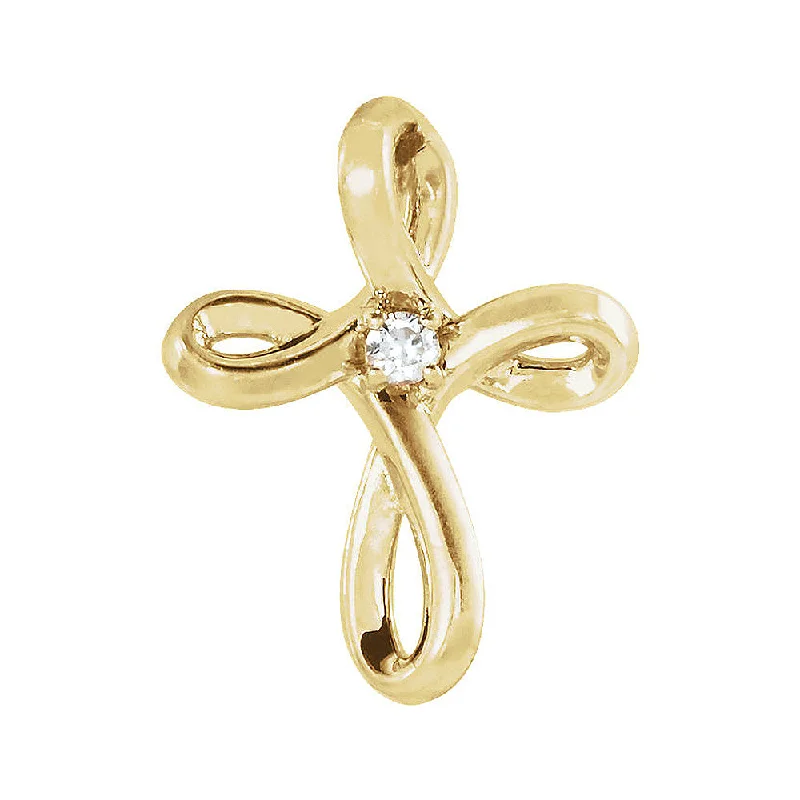 Animal - Shaped Pendants in Sterling Silver14K Yellow Gold 0.02 CT Diamond Infinity Loop Cross Pendant, 10 x 13mm Animal - Shaped Pendants in Sterling Silver14K Yellow Gold 0.02 CT Diamond Infinity Loop Cross Pendant, 10 x 13mm