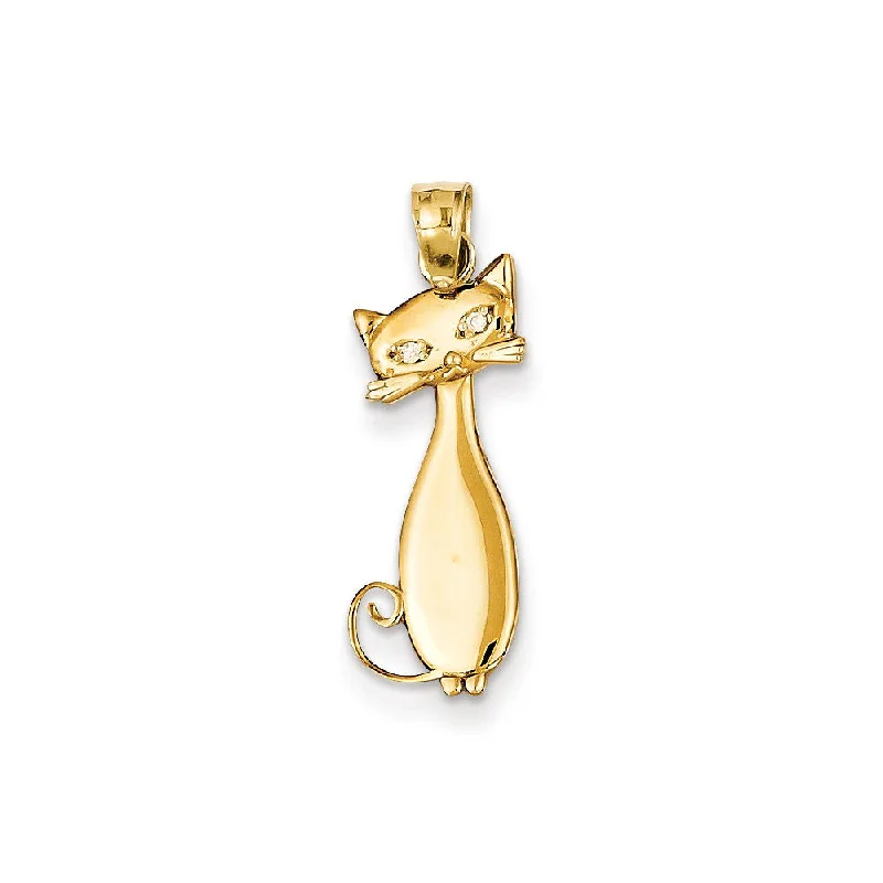 Religious Pendants with Cross or Star of David Designs14k Yellow Gold & .01 Ctw (I-J, I2) Diamond Cat Pendant Religious Pendants with Cross or Star of David Designs14k Yellow Gold & .01 Ctw (I-J, I2) Diamond Cat Pendant