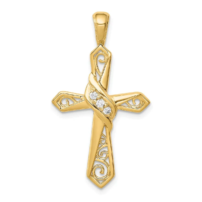 Initial Letter Pendants for a Personalized Touch14k Yellow Gold 1/20 Ctw Diamond Passion Cross Pendant, 18 x 33mm Initial Letter Pendants for a Personalized Touch14k Yellow Gold 1/20 Ctw Diamond Passion Cross Pendant, 18 x 33mm