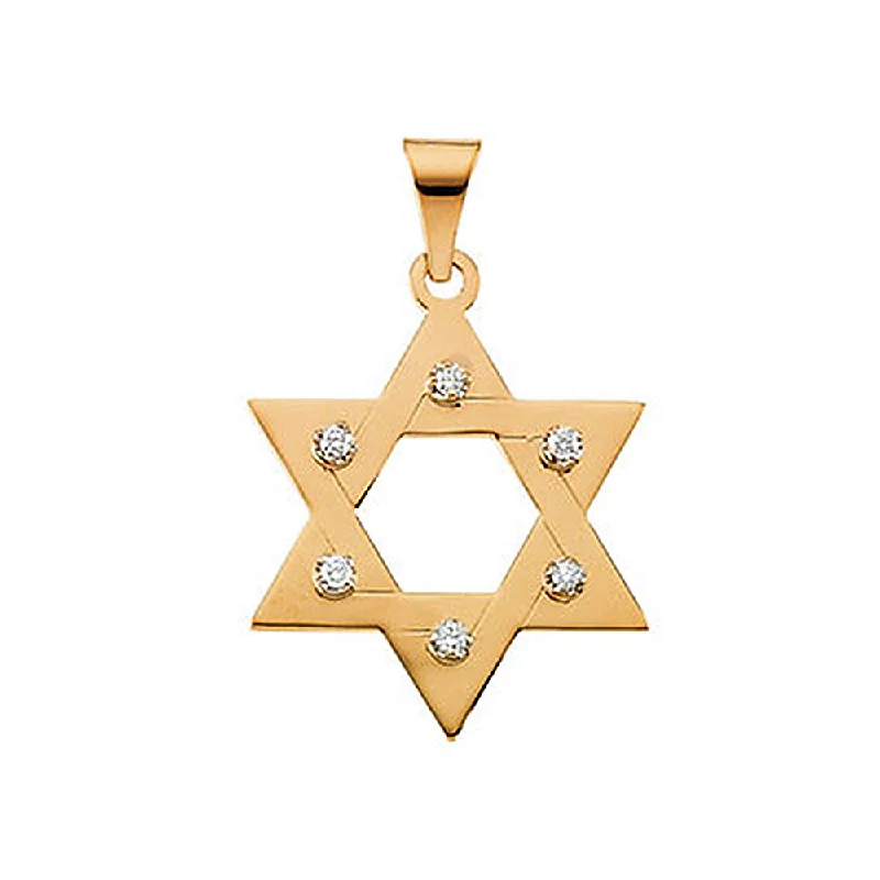 Charm Pendants with Multiple Small Decorative Elements14K Yellow Gold 1/5 CTW (SI1, G-H) Diamond Star of David Pendant, 26mm Charm Pendants with Multiple Small Decorative Elements14K Yellow Gold 1/5 CTW (SI1, G-H) Diamond Star of David Pendant, 26mm