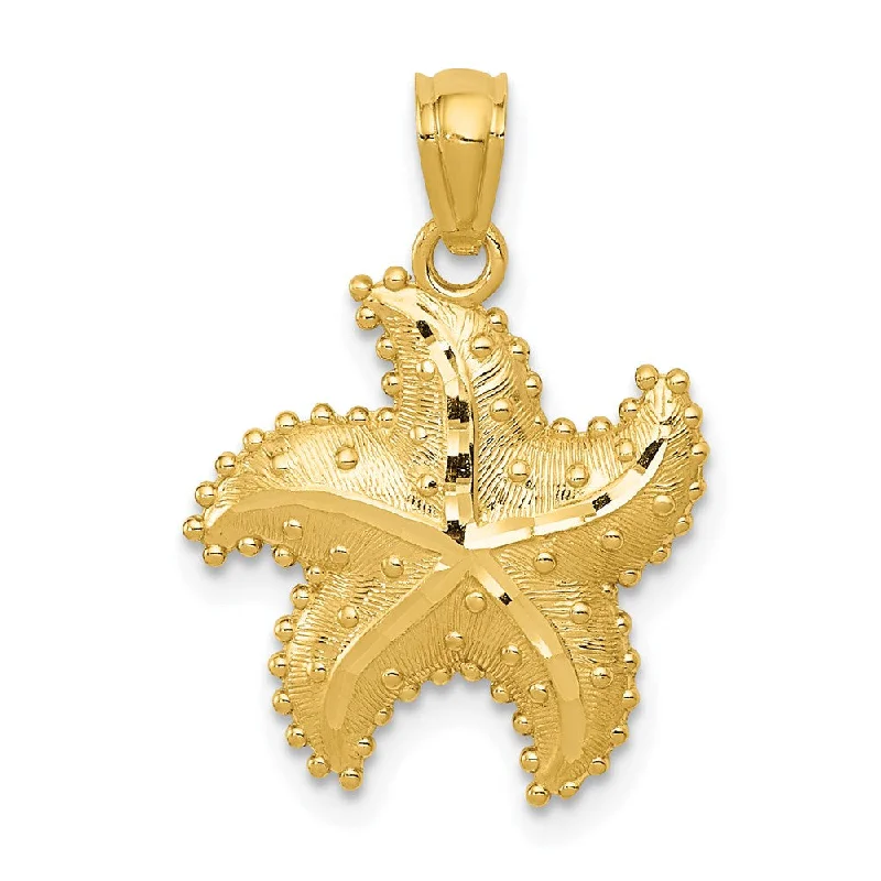 Animal - shaped pendants, such as wolves, lions, or dolphins 14k Yellow Gold 15mm Diamond Cut and Textured Starfish Pendant Animal - shaped pendants, such as wolves, lions, or dolphins 14k Yellow Gold 15mm Diamond Cut and Textured Starfish Pendant