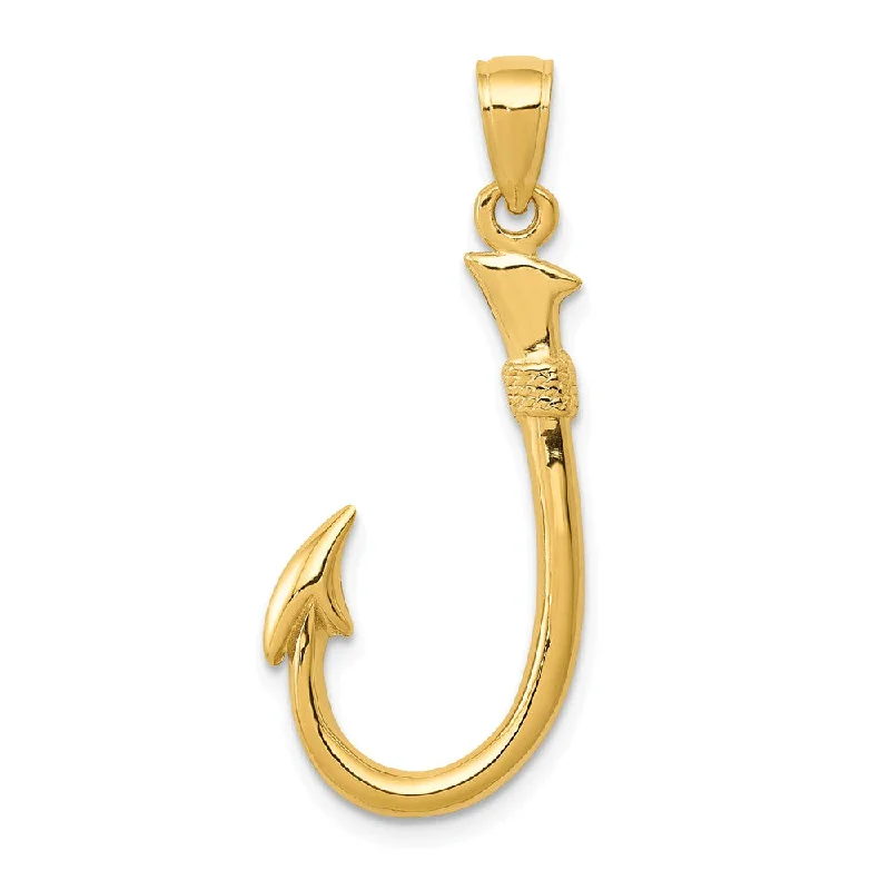 Initial Letter Pendants for a Personalized Touch14k Yellow Gold 3D Fishhook Pendant Initial Letter Pendants for a Personalized Touch14k Yellow Gold 3D Fishhook Pendant