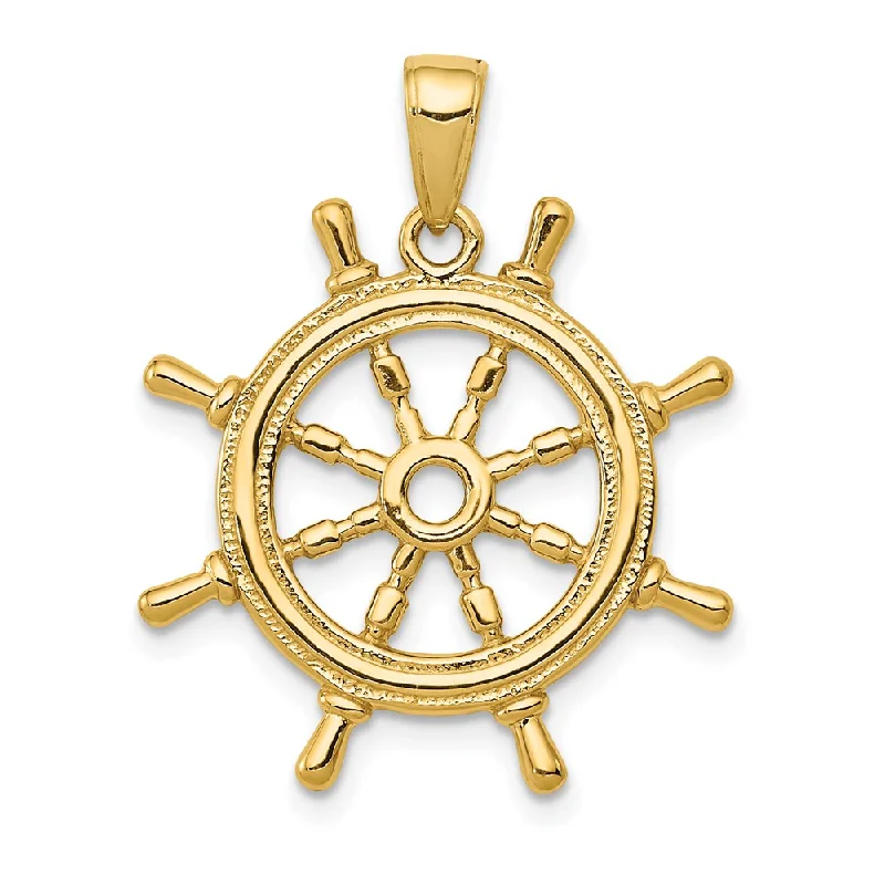 Charm Pendants with Multiple Small Decorative Elements14k Yellow Gold 3Dimensional Ship's Wheel Pendant Charm Pendants with Multiple Small Decorative Elements14k Yellow Gold 3Dimensional Ship's Wheel Pendant