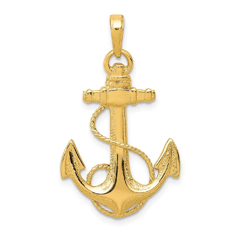 Gemstone - Encrusted Pendants with a Sparkling Centerpiece14k Yellow Gold Admiralty Anchor with Rope Pendant Gemstone - Encrusted Pendants with a Sparkling Centerpiece14k Yellow Gold Admiralty Anchor with Rope Pendant