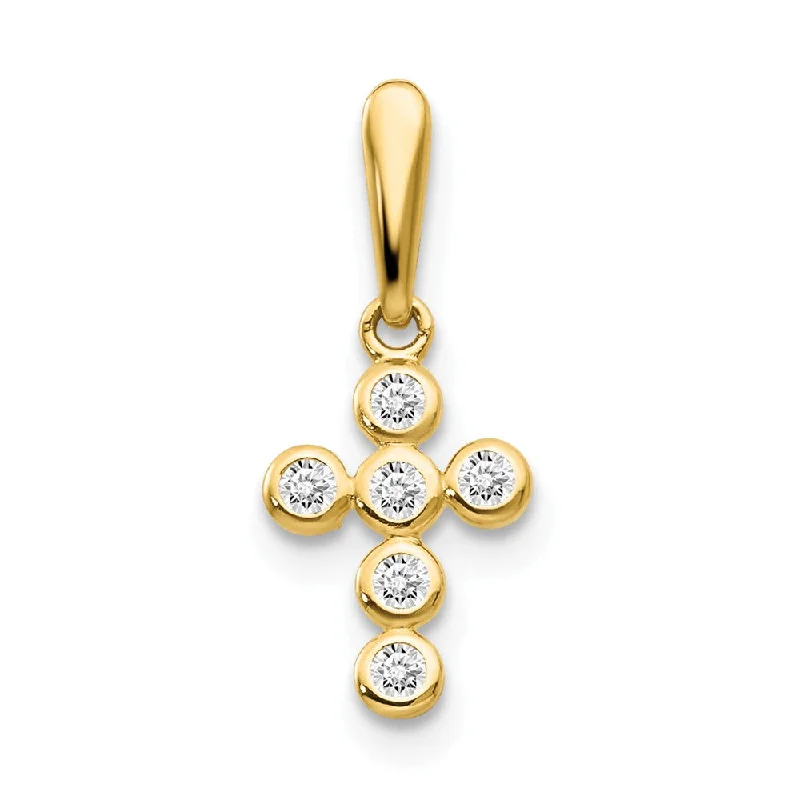 Charm Pendants with Multiple Small Decorative Elements14k Yellow Gold and Cubic Zirconia Jeweled Cross Pendant, 10mm Charm Pendants with Multiple Small Decorative Elements14k Yellow Gold and Cubic Zirconia Jeweled Cross Pendant, 10mm