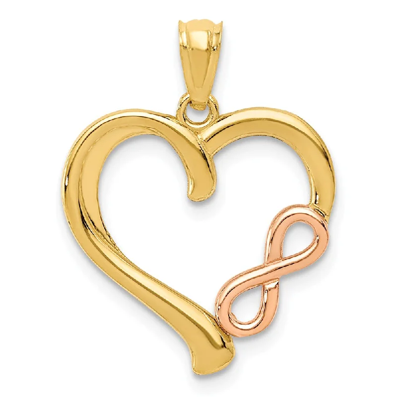 Gemstone - Encrusted Pendants with a Sparkling Centerpiece14k Yellow Gold and Rose Gold Infinity Heart Pendant, 18mm Gemstone - Encrusted Pendants with a Sparkling Centerpiece14k Yellow Gold and Rose Gold Infinity Heart Pendant, 18mm