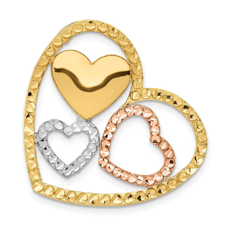 Initial Letter Pendants for a Personalized Touch14k Yellow Gold and Rose Gold Triple Heart Slide Pendant, 26mm Initial Letter Pendants for a Personalized Touch14k Yellow Gold and Rose Gold Triple Heart Slide Pendant, 26mm