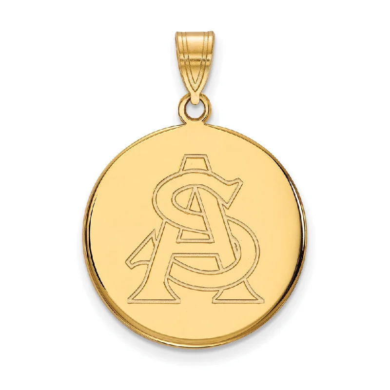 Angel - wing pendants for a spiritual and comforting feel 14k Yellow Gold Arizona State Large Disc Pendant Angel - wing pendants for a spiritual and comforting feel 14k Yellow Gold Arizona State Large Disc Pendant