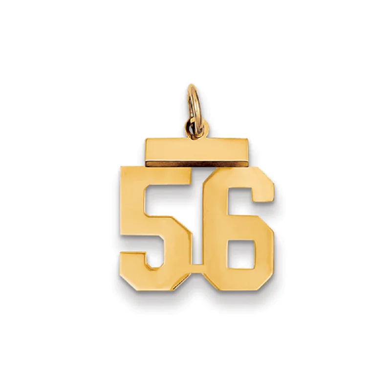 Platinum pendants with a sleek and modern silhouette 14k Yellow Gold, Athletic Collection, Small Polished Number 56 Pendant Platinum pendants with a sleek and modern silhouette 14k Yellow Gold, Athletic Collection, Small Polished Number 56 Pendant