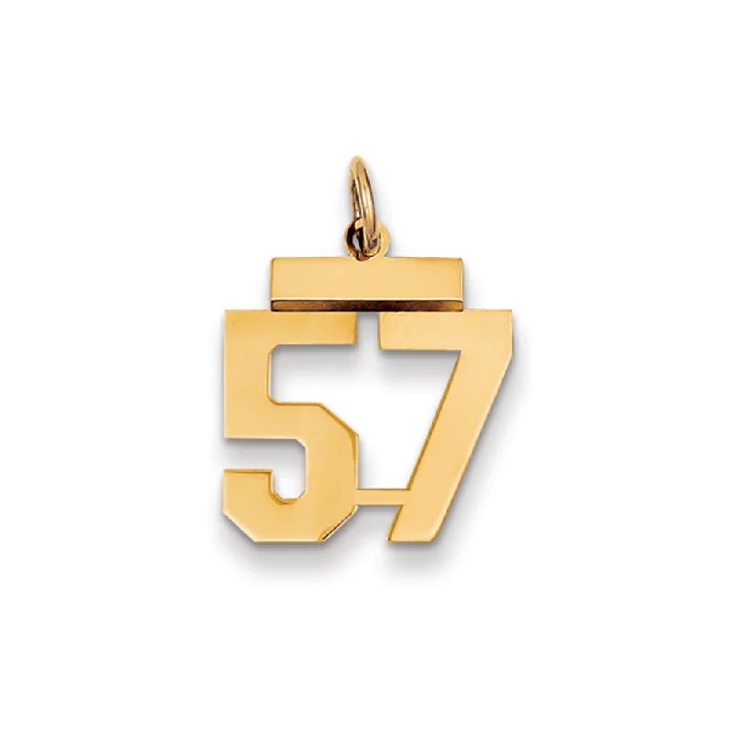 Jade pendants, symbolizing luck and prosperity in Asian cultures 14k Yellow Gold, Athletic Collection, Small Polished Number 57 Pendant Jade pendants, symbolizing luck and prosperity in Asian cultures 14k Yellow Gold, Athletic Collection, Small Polished Number 57 Pendant