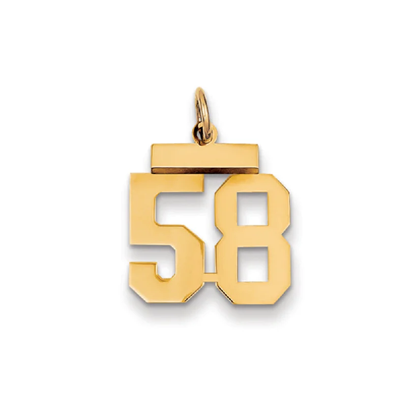 Phoenix - inspired pendants symbolizing rebirth and transformation 14k Yellow Gold, Athletic Collection, Small Polished Number 58 Pendant Phoenix - inspired pendants symbolizing rebirth and transformation 14k Yellow Gold, Athletic Collection, Small Polished Number 58 Pendant