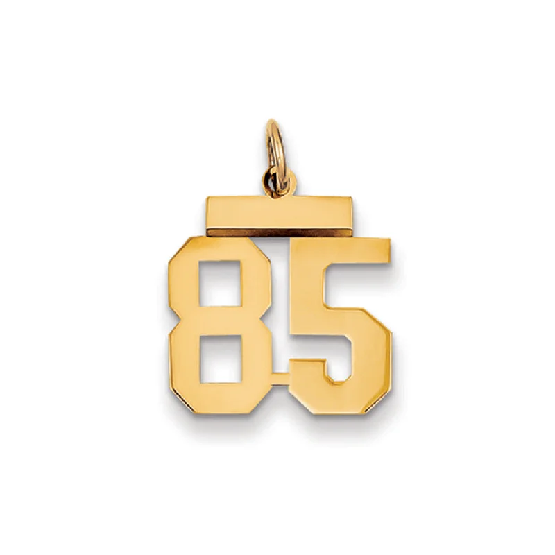 Pendant with a glow - in - the - dark element for nighttime visibility 14k Yellow Gold, Athletic Collection, Small Polished Number 85 Pendant Pendant with a glow - in - the - dark element for nighttime visibility 14k Yellow Gold, Athletic Collection, Small Polished Number 85 Pendant