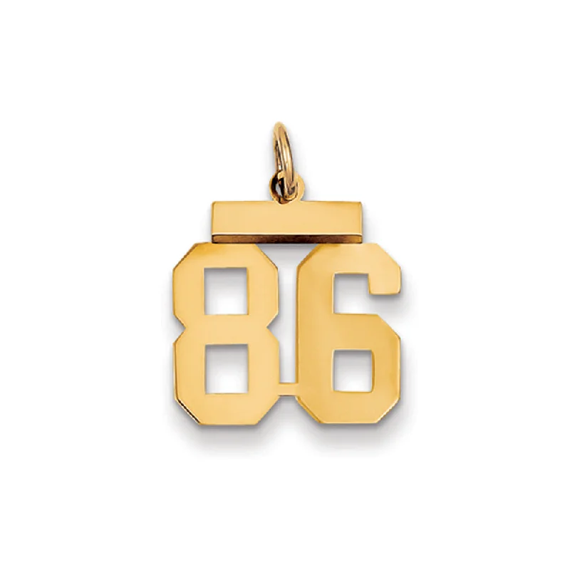 Gold pendants featuring a single large diamond for a luxurious look 14k Yellow Gold, Athletic Collection, Small Polished Number 86 Pendant Gold pendants featuring a single large diamond for a luxurious look 14k Yellow Gold, Athletic Collection, Small Polished Number 86 Pendant