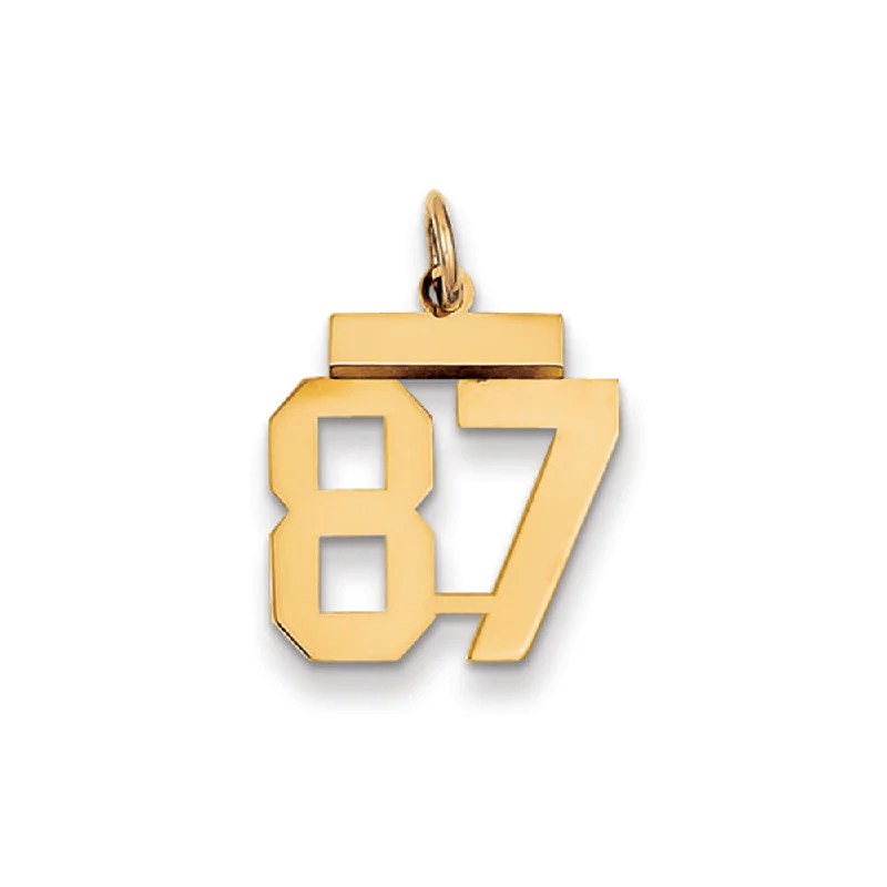 Jade pendants, symbolizing luck and prosperity in Asian cultures 14k Yellow Gold, Athletic Collection, Small Polished Number 87 Pendant Jade pendants, symbolizing luck and prosperity in Asian cultures 14k Yellow Gold, Athletic Collection, Small Polished Number 87 Pendant