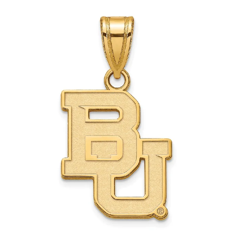 Pendant with a magnetic closure for easy attachment and removal​ 14k Yellow Gold Baylor U Medium 'BU' Pendant