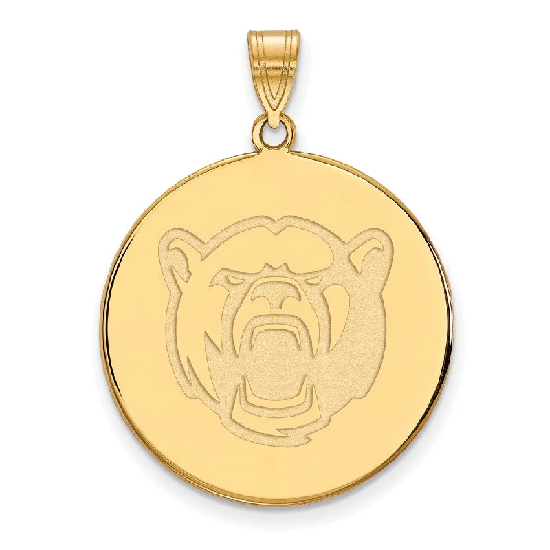 Pendant with a hidden compartment to store small keepsakes​ 14k Yellow Gold Baylor U XL Bears Disc Pendant