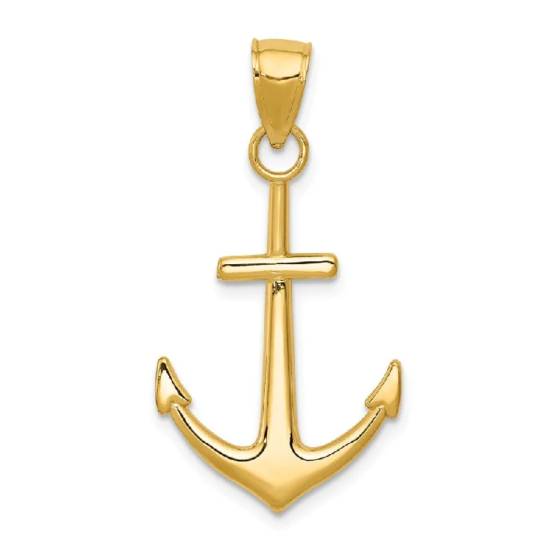 Religious Pendants with Cross or Star of David Designs14k Yellow Gold Classic Polished Anchor Pendant, 18 x 33mm Religious Pendants with Cross or Star of David Designs14k Yellow Gold Classic Polished Anchor Pendant, 18 x 33mm