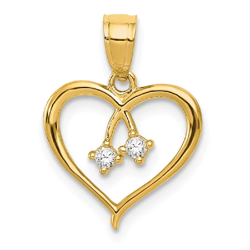 Religious Pendants with Cross or Star of David Designs14k Yellow Gold & Cubic Zirconia Cut Out Heart Pendant, 13mm Religious Pendants with Cross or Star of David Designs14k Yellow Gold & Cubic Zirconia Cut Out Heart Pendant, 13mm