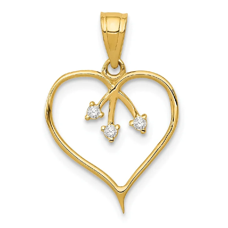 Animal - Shaped Pendants in Sterling Silver14k Yellow Gold & CZ Three Stone Heart Pendant, 13mm Animal - Shaped Pendants in Sterling Silver14k Yellow Gold & CZ Three Stone Heart Pendant, 13mm