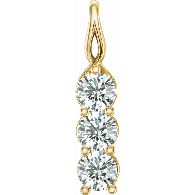 Charm Pendants with Multiple Small Decorative Elements14k Yellow Gold Diamond 3-Stone Vertical Pendant Charm Pendants with Multiple Small Decorative Elements14k Yellow Gold Diamond 3-Stone Vertical Pendant