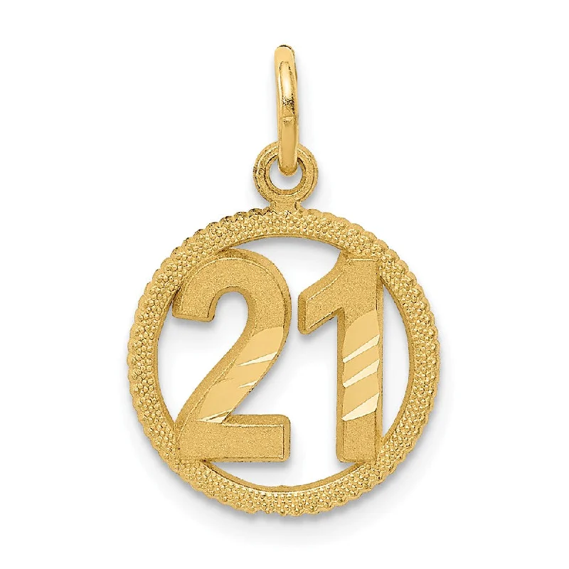 Initial Letter Pendants for a Personalized Touch14k Yellow Gold Diamond Cut Number 21 Circle Charm or Pendant, 13mm Initial Letter Pendants for a Personalized Touch14k Yellow Gold Diamond Cut Number 21 Circle Charm or Pendant, 13mm