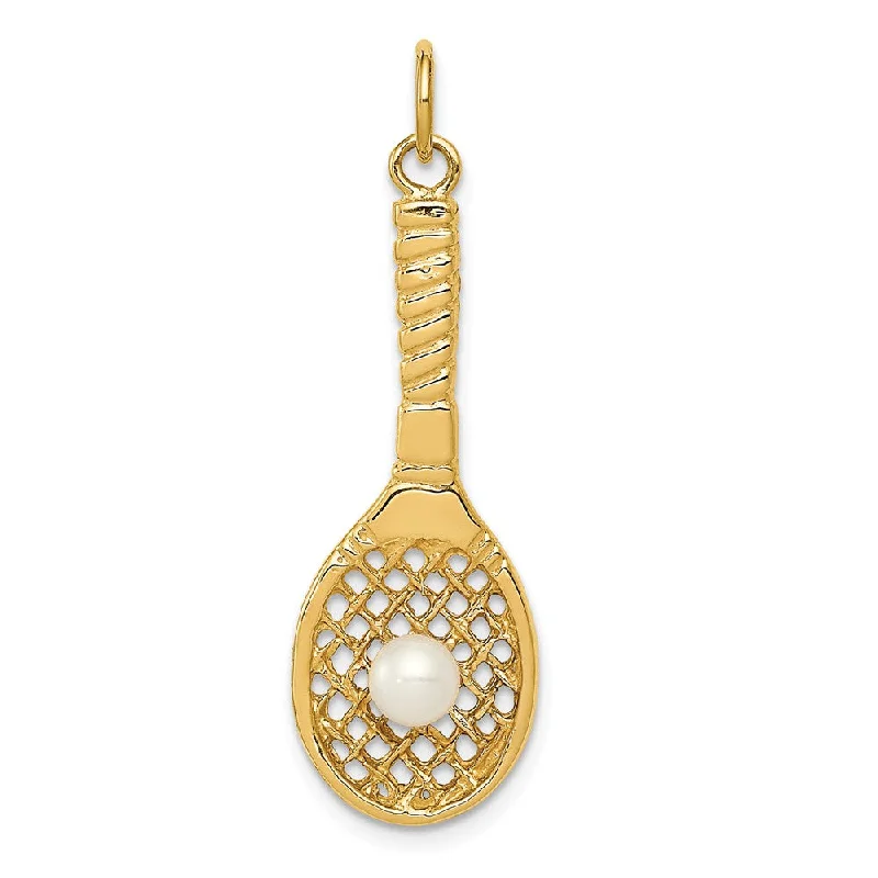 Animal - Shaped Pendants in Sterling Silver14k Yellow Gold FW Cultured Pearl 3D Tennis Racquet & Ball Pendant Animal - Shaped Pendants in Sterling Silver14k Yellow Gold FW Cultured Pearl 3D Tennis Racquet & Ball Pendant
