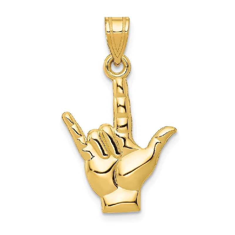 Initial Letter Pendants for a Personalized Touch14k Yellow Gold I Love You Hand/Sign Language Pendant, 15mm Initial Letter Pendants for a Personalized Touch14k Yellow Gold I Love You Hand/Sign Language Pendant, 15mm
