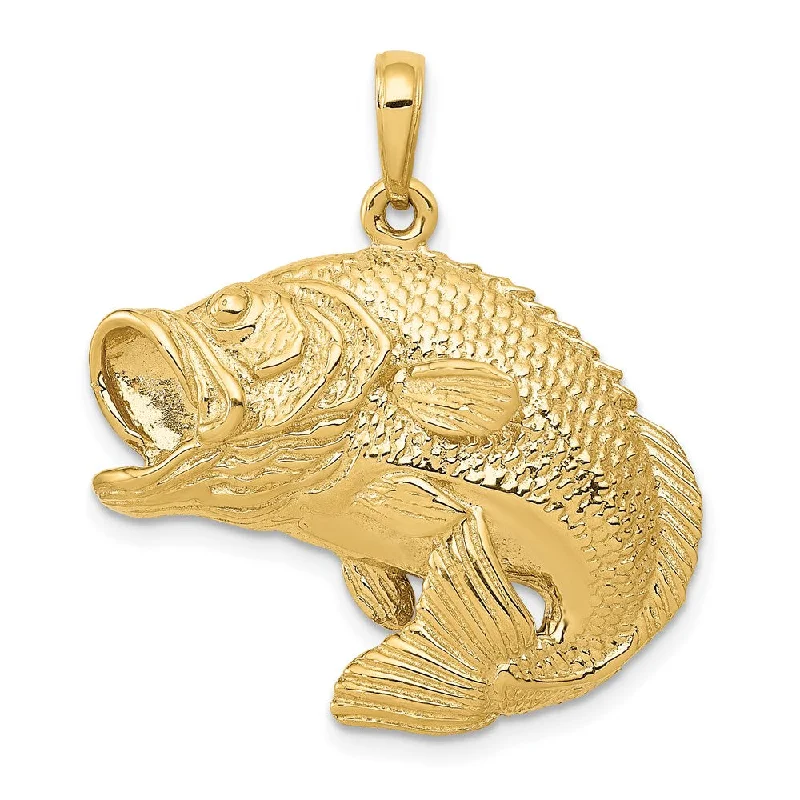 Charm Pendants with Multiple Small Decorative Elements14k Yellow Gold Jumping Bass Fish Pendant Charm Pendants with Multiple Small Decorative Elements14k Yellow Gold Jumping Bass Fish Pendant