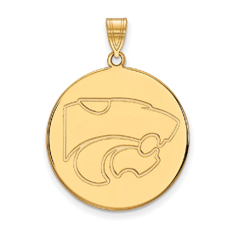Pendant with a fingerprint - engraved design for a personalized touch​ 14k Yellow Gold Kansas State XL Mascot Disc Pendant