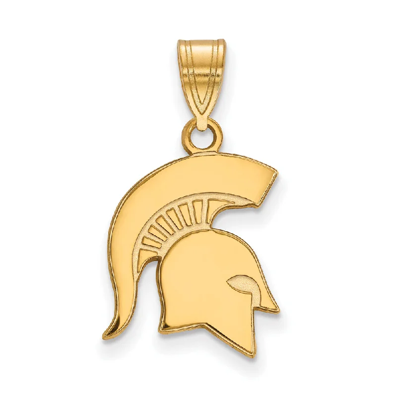 Leather - corded pendants with wooden beads for a bohemian style​ 14k Yellow Gold Michigan State Medium Logo Pendant