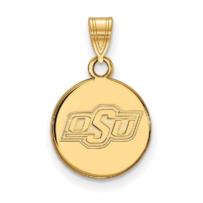 Heart - locket pendants with space to hold photos​ 14k Yellow Gold Oklahoma State Small Disc Pendant
