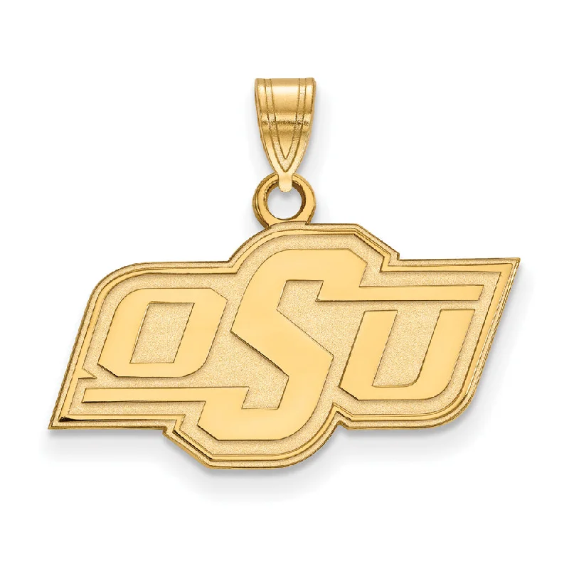 Turquoise pendants with a Southwestern - inspired charm​ 14k Yellow Gold Oklahoma State Small 'OSU' Pendant