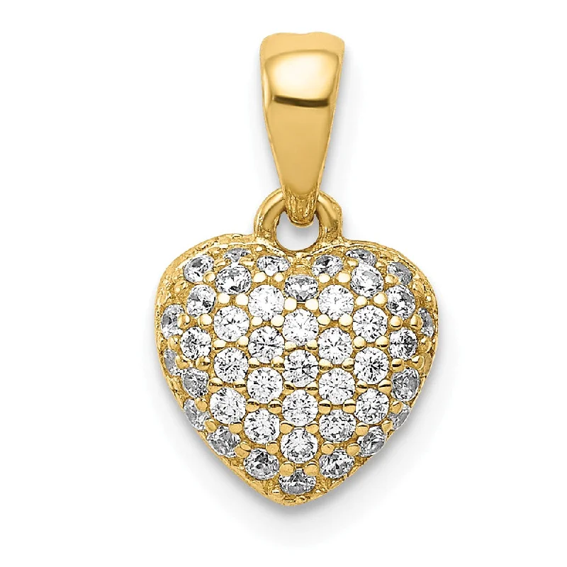 Charm Pendants with Multiple Small Decorative Elements14k Yellow Gold Polished Pave Cubic Zirconia Heart Pendant, 9mm Charm Pendants with Multiple Small Decorative Elements14k Yellow Gold Polished Pave Cubic Zirconia Heart Pendant, 9mm