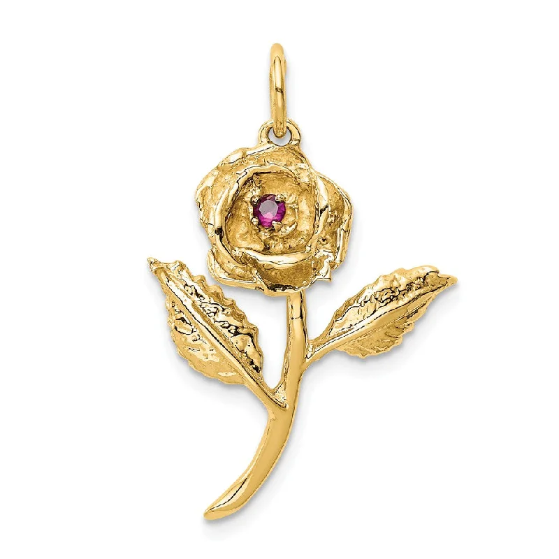 Initial Letter Pendants for a Personalized Touch14k Yellow Gold Red Cubic Zirconia Accented 3D Rose Pendant Initial Letter Pendants for a Personalized Touch14k Yellow Gold Red Cubic Zirconia Accented 3D Rose Pendant