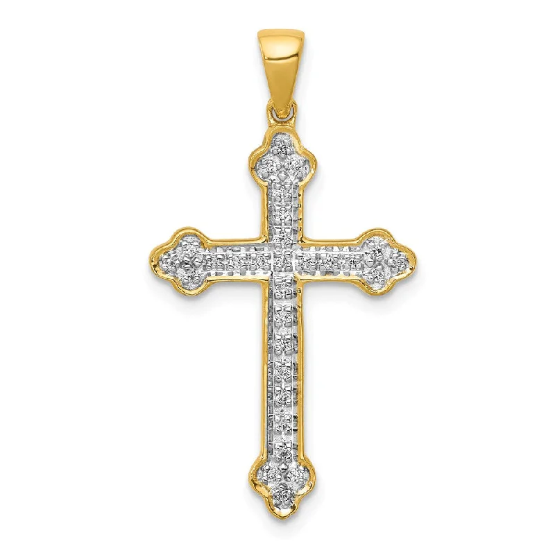 Charm Pendants with Multiple Small Decorative Elements14k Yellow Gold & Rhodium 1/10 Ctw Diamond Cross Pendant, 16 x 31mm Charm Pendants with Multiple Small Decorative Elements14k Yellow Gold & Rhodium 1/10 Ctw Diamond Cross Pendant, 16 x 31mm