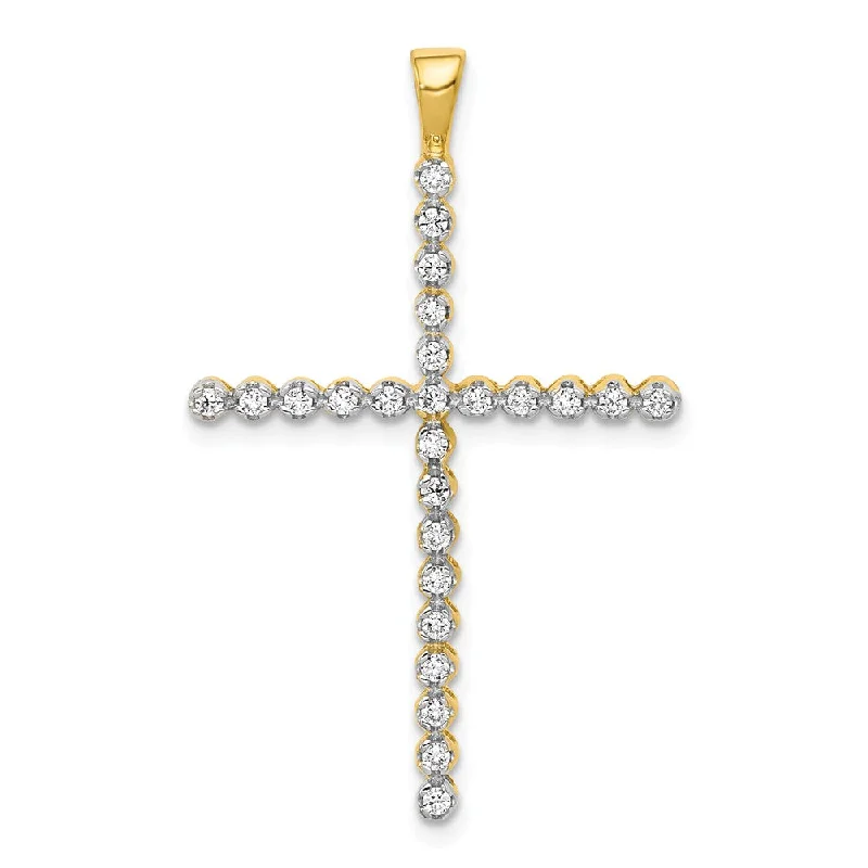 Initial Letter Pendants for a Personalized Touch14k Yellow Gold & Rhodium 1/4 Ctw Diamond Latin Cross Pendant, 22x36mm Initial Letter Pendants for a Personalized Touch14k Yellow Gold & Rhodium 1/4 Ctw Diamond Latin Cross Pendant, 22x36mm
