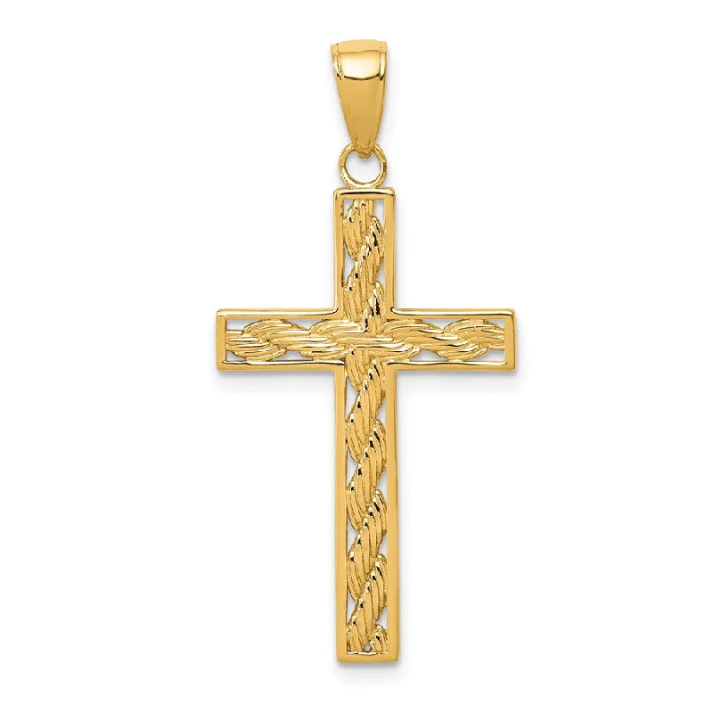 Charm Pendants with Multiple Small Decorative Elements14k Yellow Gold, Rope, Latin Cross Pendant Charm Pendants with Multiple Small Decorative Elements14k Yellow Gold, Rope, Latin Cross Pendant
