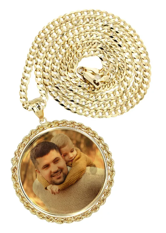 Initial Letter Pendants for a Personalized Touch14K Yellow Gold Round Rope Link Picture Pendant Necklace | Appx. 1.6 Inch Initial Letter Pendants for a Personalized Touch14K Yellow Gold Round Rope Link Picture Pendant Necklace | Appx. 1.6 Inch