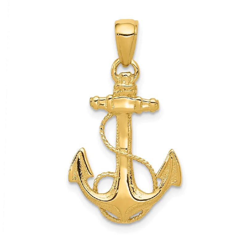 Charm Pendants with Multiple Small Decorative Elements14k Yellow Gold Textured and Polished Anchor Pendant Charm Pendants with Multiple Small Decorative Elements14k Yellow Gold Textured and Polished Anchor Pendant