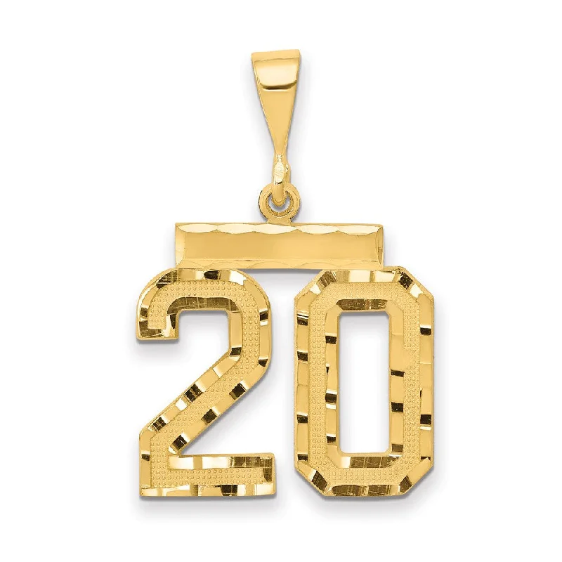 Pendant with a fingerprint - engraved design for a personalized touch 14K Yellow Gold, Varsity Collection, Medium D/C Pendant Number 20 Pendant with a fingerprint - engraved design for a personalized touch 14K Yellow Gold, Varsity Collection, Medium D/C Pendant Number 20