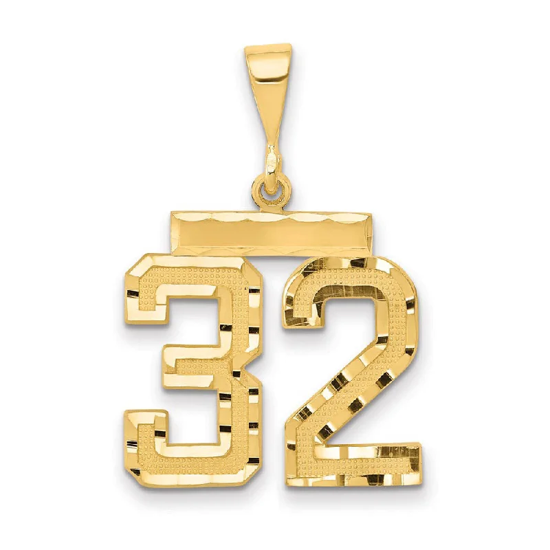 Pendants with a QR code that links to a special message or memory 14K Yellow Gold, Varsity Collection, Medium D/C Pendant Number 32 Pendants with a QR code that links to a special message or memory 14K Yellow Gold, Varsity Collection, Medium D/C Pendant Number 32
