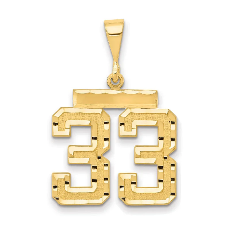 Emerald - set pendants with a rich, green hue 14K Yellow Gold, Varsity Collection, Medium D/C Pendant Number 33 Emerald - set pendants with a rich, green hue 14K Yellow Gold, Varsity Collection, Medium D/C Pendant Number 33