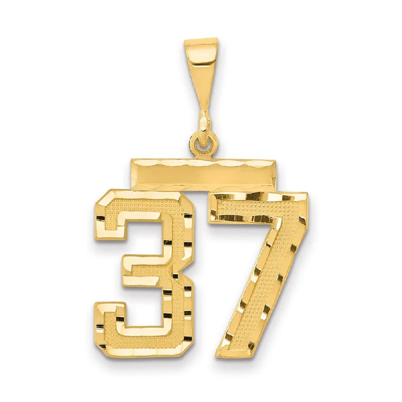 Jade pendants, symbolizing luck and prosperity in Asian cultures 14K Yellow Gold, Varsity Collection, Medium D/C Pendant Number 37 Jade pendants, symbolizing luck and prosperity in Asian cultures 14K Yellow Gold, Varsity Collection, Medium D/C Pendant Number 37