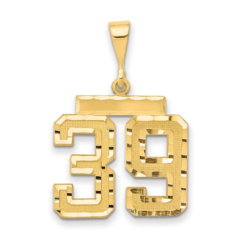 Pendant with a fingerprint - engraved design for a personalized touch 14K Yellow Gold, Varsity Collection, Medium D/C Pendant Number 39 Pendant with a fingerprint - engraved design for a personalized touch 14K Yellow Gold, Varsity Collection, Medium D/C Pendant Number 39