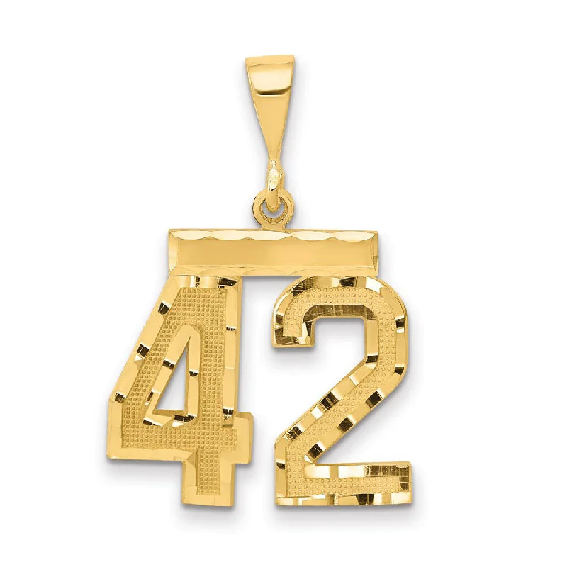 Music - note pendants for music lovers 14K Yellow Gold, Varsity Collection, Medium D/C Pendant Number 42 Music - note pendants for music lovers 14K Yellow Gold, Varsity Collection, Medium D/C Pendant Number 42