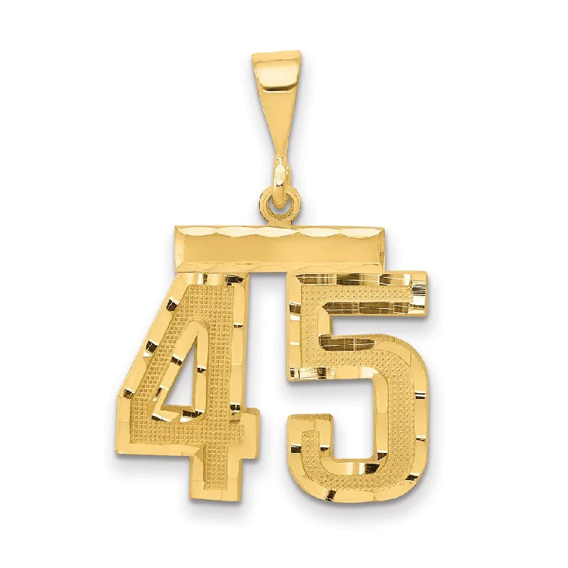 Pendant with a zodiac symbol for personalized astrology - themed jewelry 14K Yellow Gold, Varsity Collection, Medium D/C Pendant Number 45 Pendant with a zodiac symbol for personalized astrology - themed jewelry 14K Yellow Gold, Varsity Collection, Medium D/C Pendant Number 45